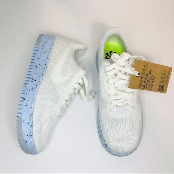 New! Nike Air Force 1 Crater FlyKnit White Blue Women’s Sneakers Shoes - Picture 8 of 15